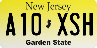 NJ license plate A10XSH
