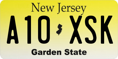 NJ license plate A10XSK