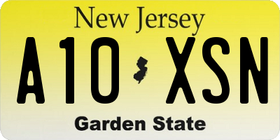 NJ license plate A10XSN