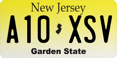 NJ license plate A10XSV