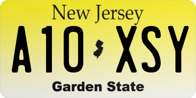 NJ license plate A10XSY