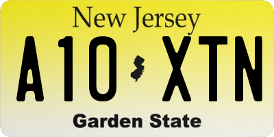 NJ license plate A10XTN