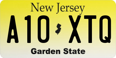 NJ license plate A10XTQ