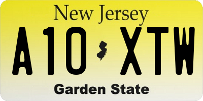 NJ license plate A10XTW