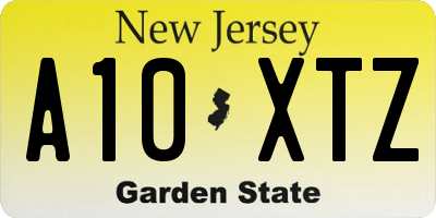 NJ license plate A10XTZ