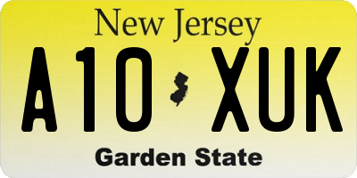 NJ license plate A10XUK