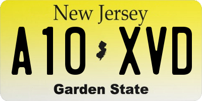 NJ license plate A10XVD