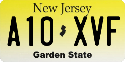NJ license plate A10XVF