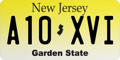 NJ license plate A10XVI