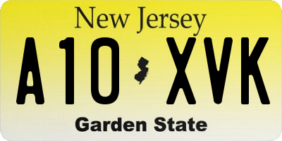 NJ license plate A10XVK