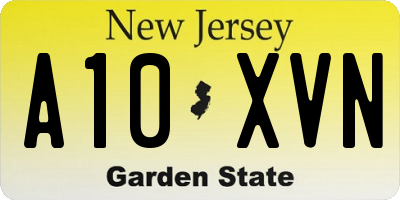 NJ license plate A10XVN