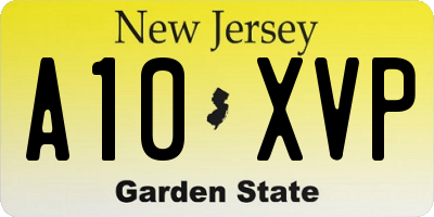 NJ license plate A10XVP