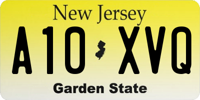 NJ license plate A10XVQ