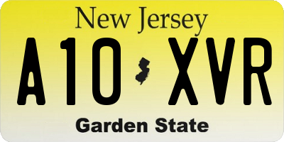 NJ license plate A10XVR