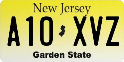 NJ license plate A10XVZ