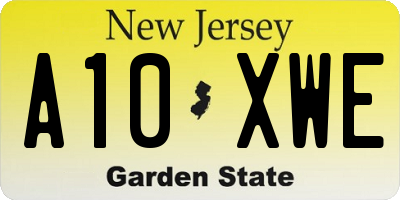 NJ license plate A10XWE