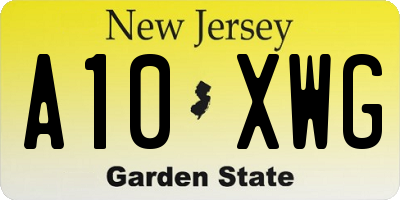 NJ license plate A10XWG