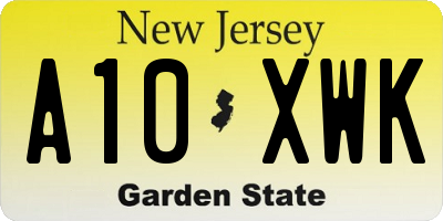 NJ license plate A10XWK