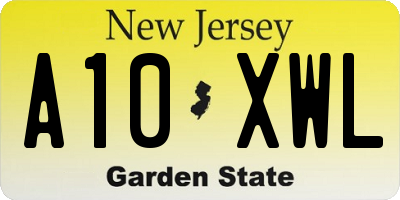 NJ license plate A10XWL