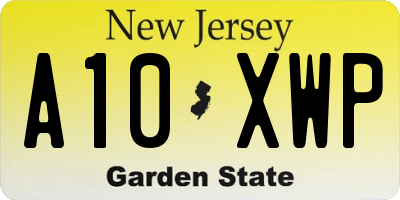 NJ license plate A10XWP