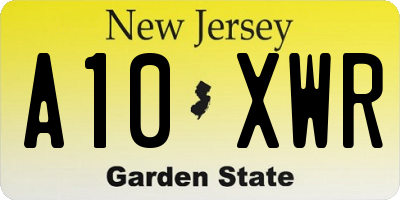 NJ license plate A10XWR