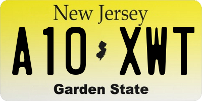 NJ license plate A10XWT