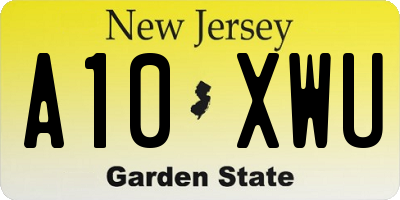 NJ license plate A10XWU