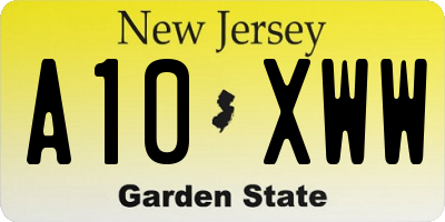 NJ license plate A10XWW
