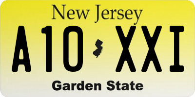 NJ license plate A10XXI