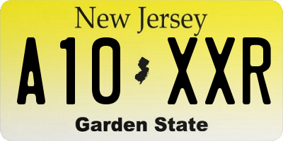 NJ license plate A10XXR