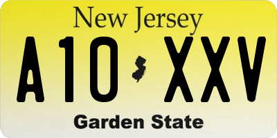 NJ license plate A10XXV