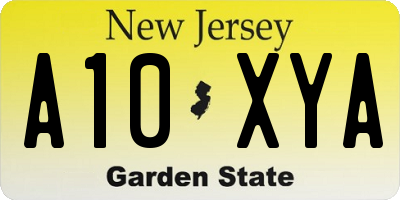 NJ license plate A10XYA