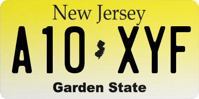NJ license plate A10XYF