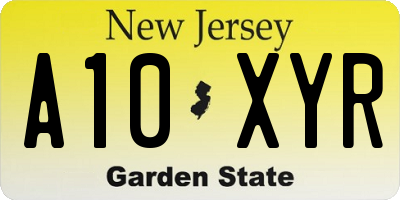 NJ license plate A10XYR