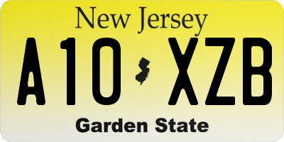 NJ license plate A10XZB