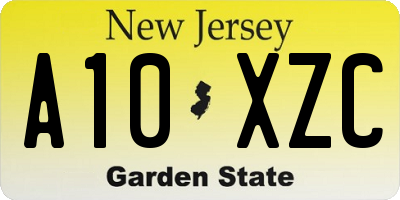 NJ license plate A10XZC