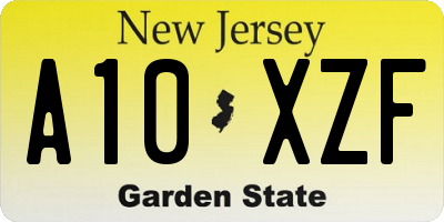 NJ license plate A10XZF