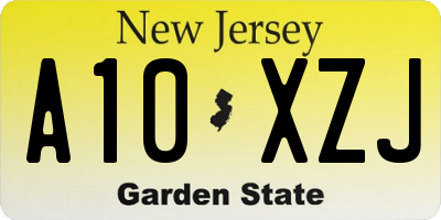 NJ license plate A10XZJ