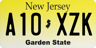 NJ license plate A10XZK