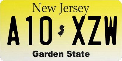 NJ license plate A10XZW