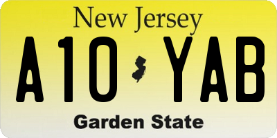 NJ license plate A10YAB
