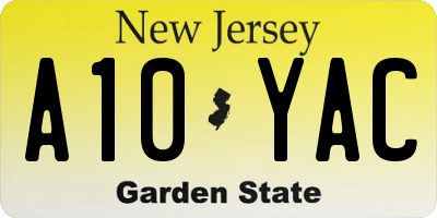 NJ license plate A10YAC