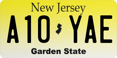 NJ license plate A10YAE