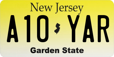 NJ license plate A10YAR