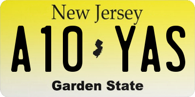 NJ license plate A10YAS