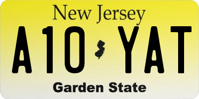 NJ license plate A10YAT