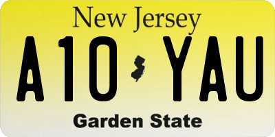 NJ license plate A10YAU