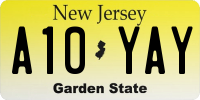 NJ license plate A10YAY