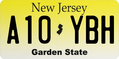 NJ license plate A10YBH