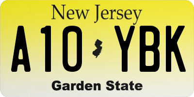 NJ license plate A10YBK
